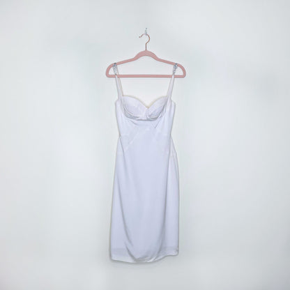 dina bar-el white silk bustier bodycon dress - size small