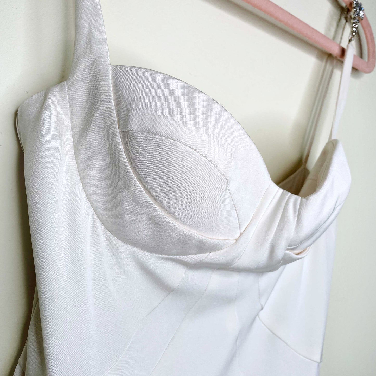 dina bar-el white silk bustier bodycon dress - size small