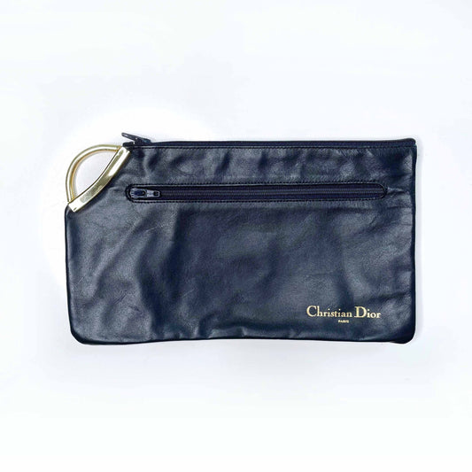 vintage 60's dior leather makeup bag