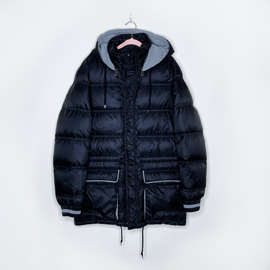 dior homme black puffer jacket with removable hood - size 50