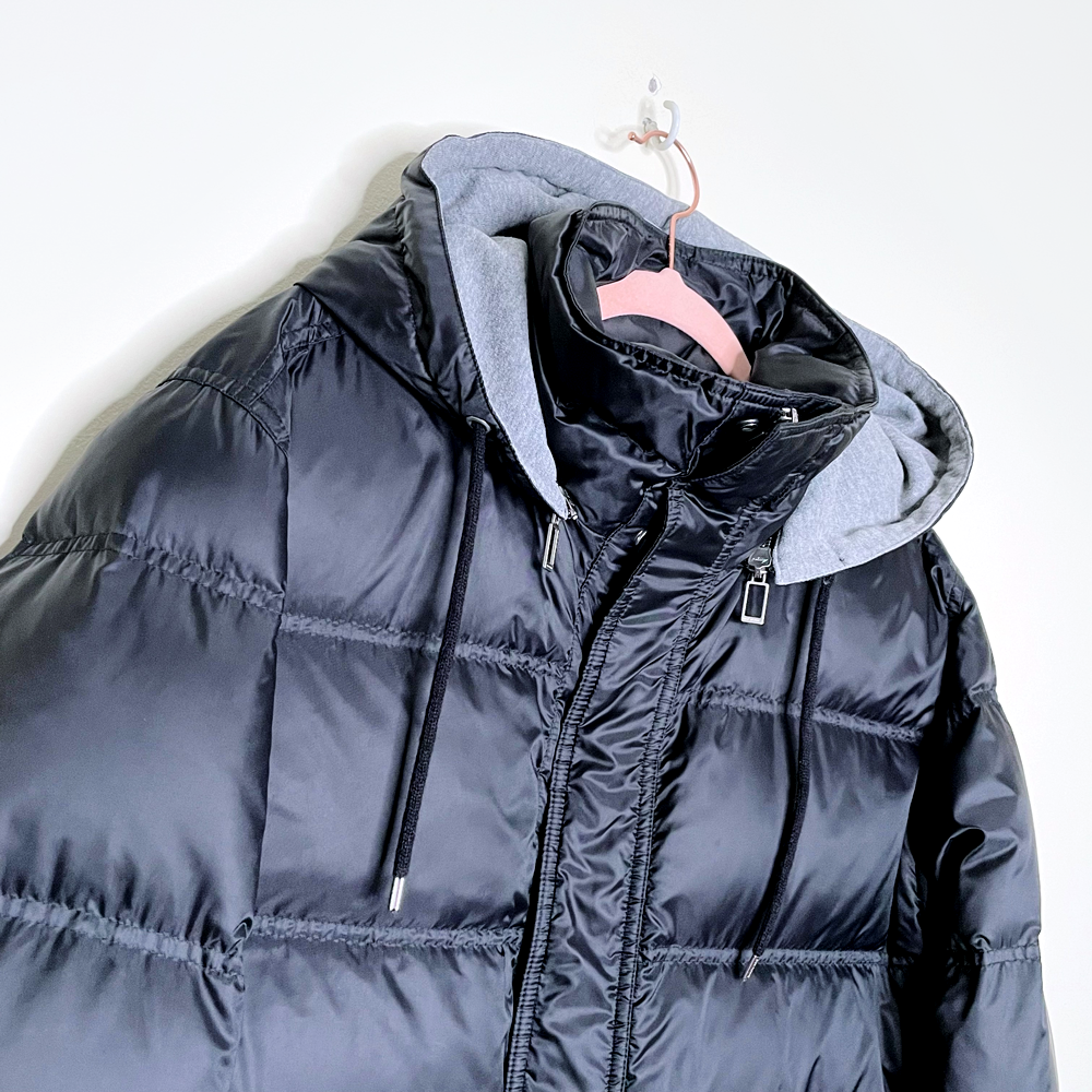 dior homme black puffer jacket with removable hood - size 50