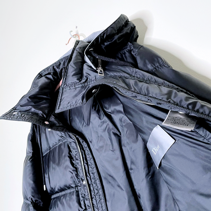 dior homme black puffer jacket with removable hood - size 50