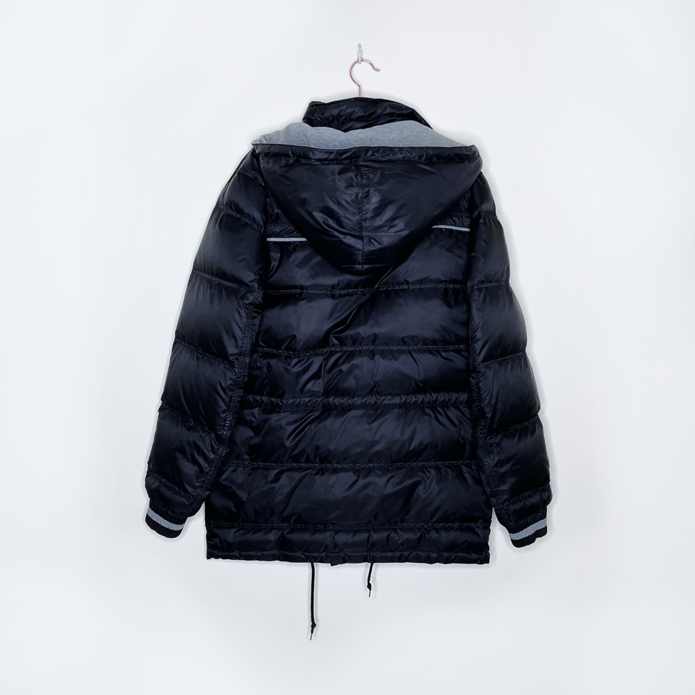 dior homme black puffer jacket with removable hood - size 50