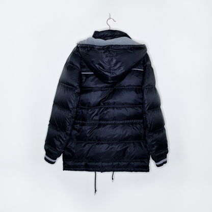 dior homme black puffer jacket with removable hood - size 50