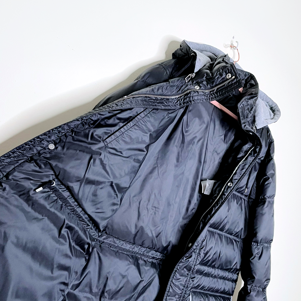dior homme black puffer jacket with removable hood - size 50