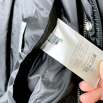 dior homme black puffer jacket with removable hood - size 50