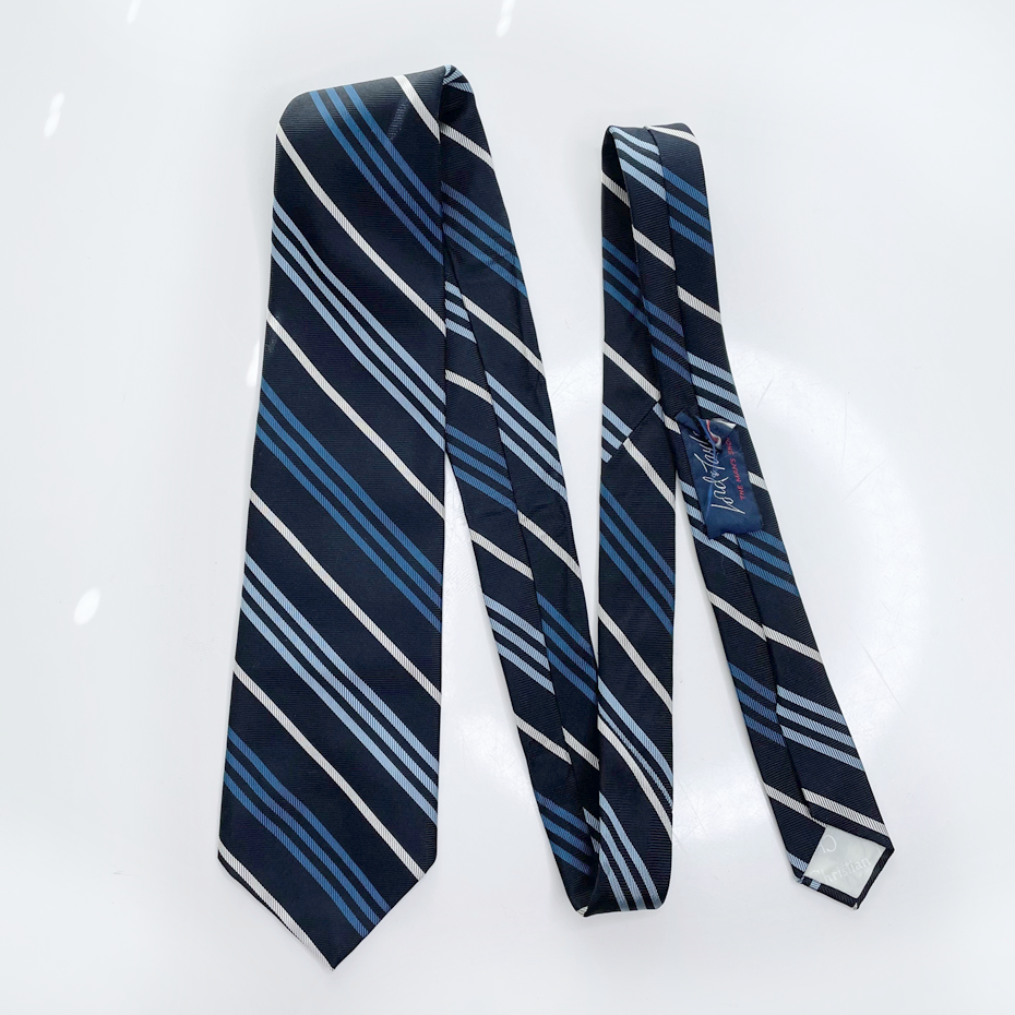 vintage christian dior navy blue silk tie with stripes