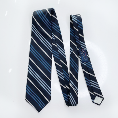 vintage christian dior navy blue silk tie with stripes