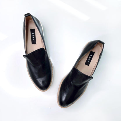 dkny bari black nappa leather platform sneakers - size 7
