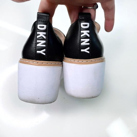 dkny bari black nappa leather platform sneakers - size 7