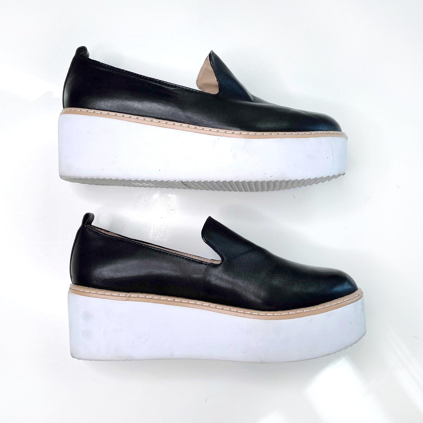 dkny bari black nappa leather platform sneakers - size 7