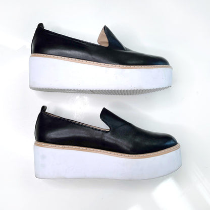 dkny bari black nappa leather platform sneakers - size 7