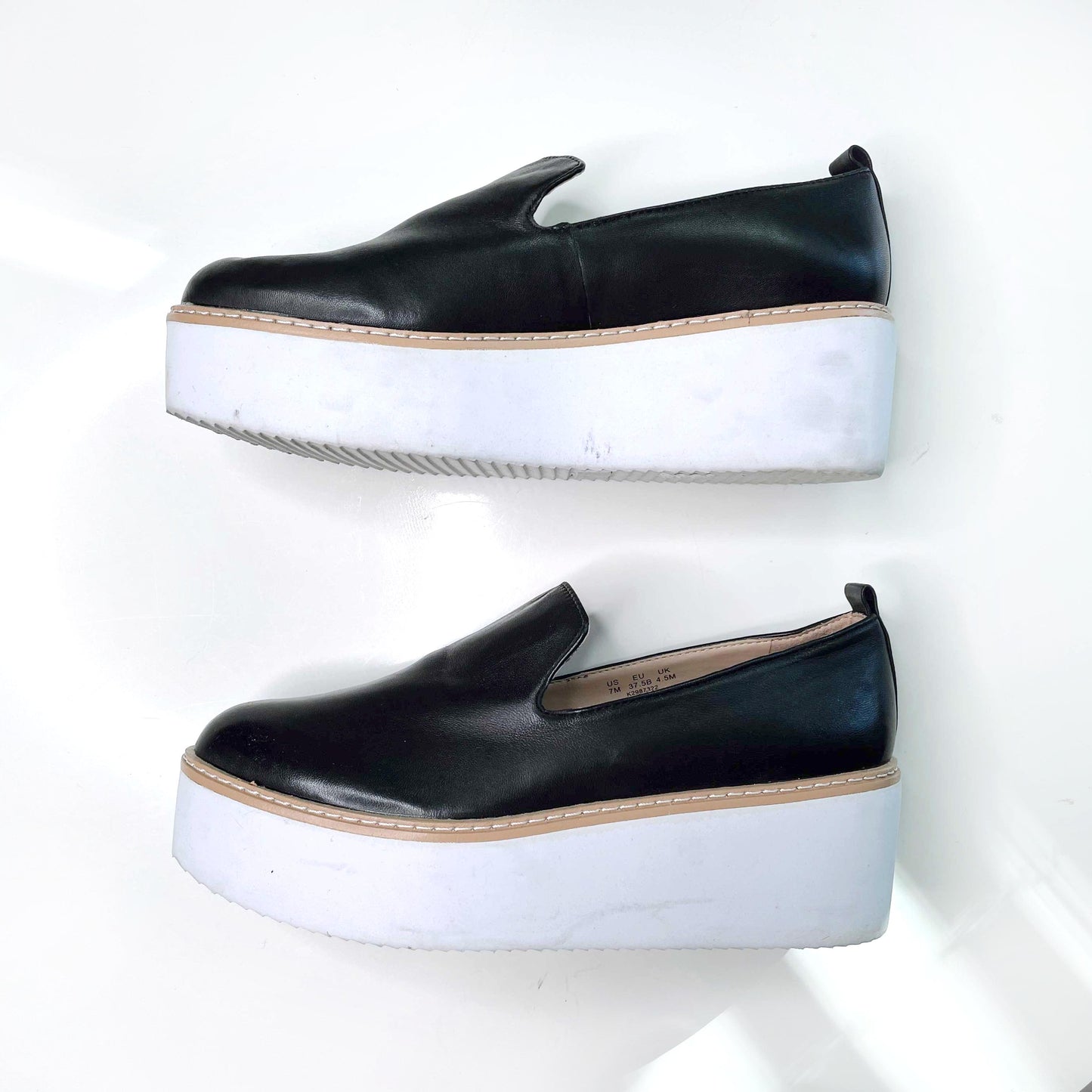 dkny bari black nappa leather platform sneakers - size 7