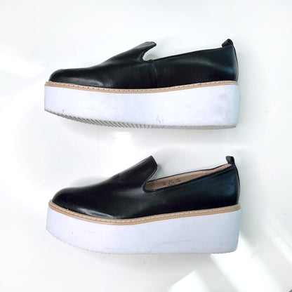 dkny bari black nappa leather platform sneakers - size 7
