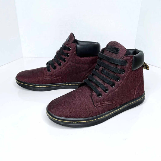 doc martens maelly red canvas lace up ankle boots - size 6