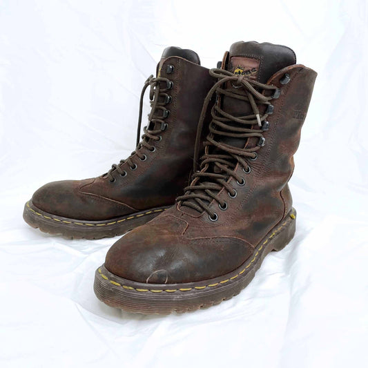 vintage rare 6 eye 5 hook doc martens grunge brown boots - size 7M