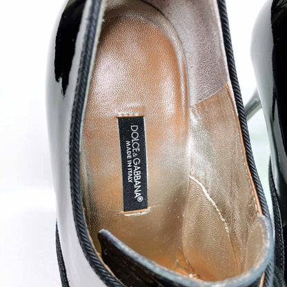 dolce & gabbana black patent baroque lace-up heels - size 37