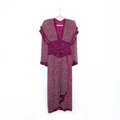 vintage wayne clarke silk chiffon low cut kimono dress - size 8