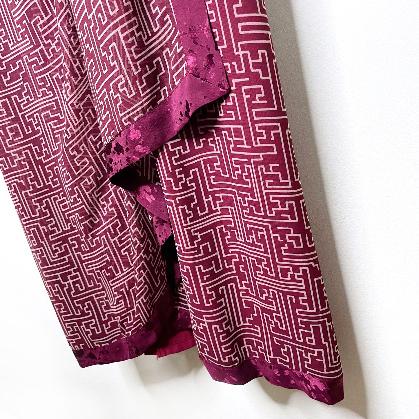 vintage wayne clarke silk chiffon low cut kimono dress - size 8