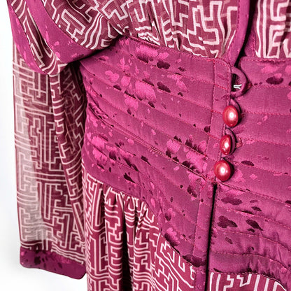 vintage wayne clarke silk chiffon low cut kimono dress - size 8