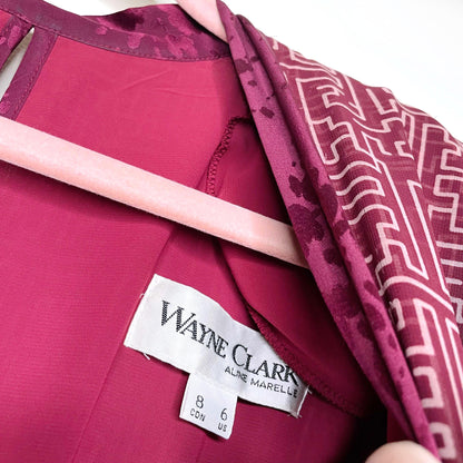 vintage wayne clarke silk chiffon low cut kimono dress - size 8