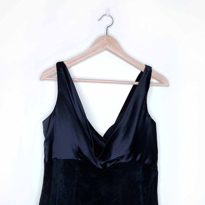 nwt danier suede mermaid evening dress with satin sash and cowl neck - size 10