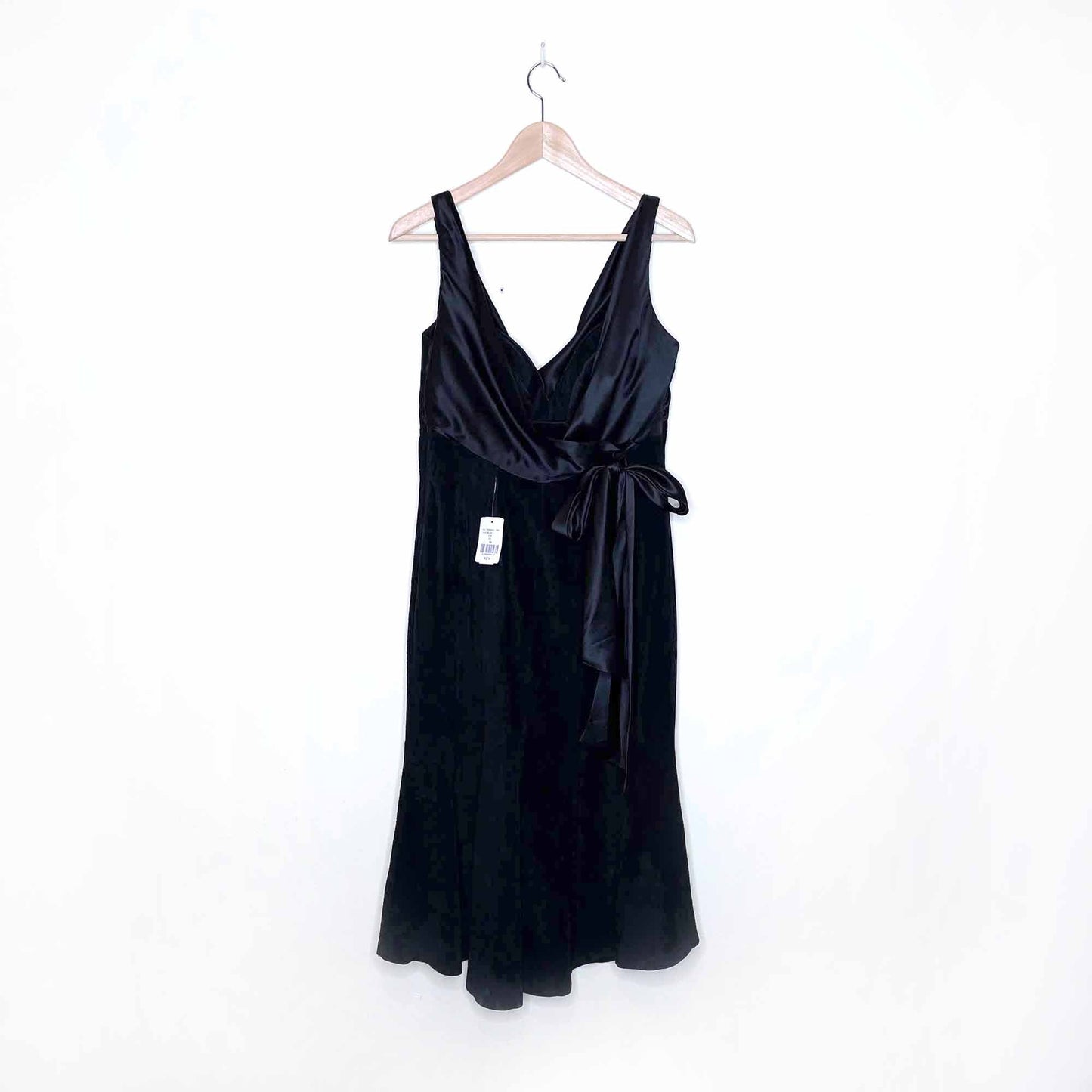 nwt danier suede mermaid evening dress with satin sash and cowl neck - size 10