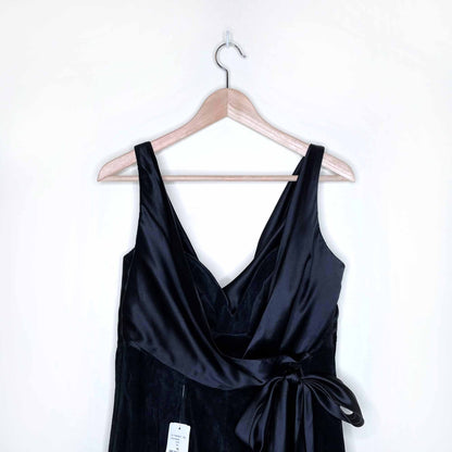 nwt danier suede mermaid evening dress with satin sash and cowl neck - size 10