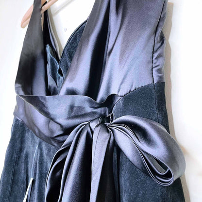 nwt danier suede mermaid evening dress with satin sash and cowl neck - size 10