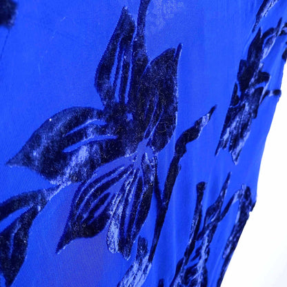 signature by robbie bee velvet floral cowl neck silk gown - size 14