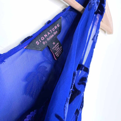 signature by robbie bee velvet floral cowl neck silk gown - size 14