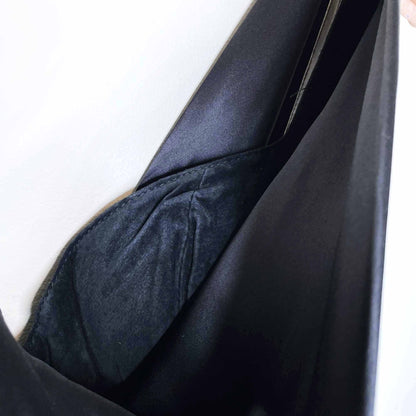 nwt danier suede mermaid evening dress with satin sash and cowl neck - size 10