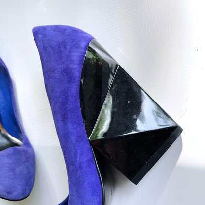 dolce vita purple suede geometric chunky block heels - size 7.5