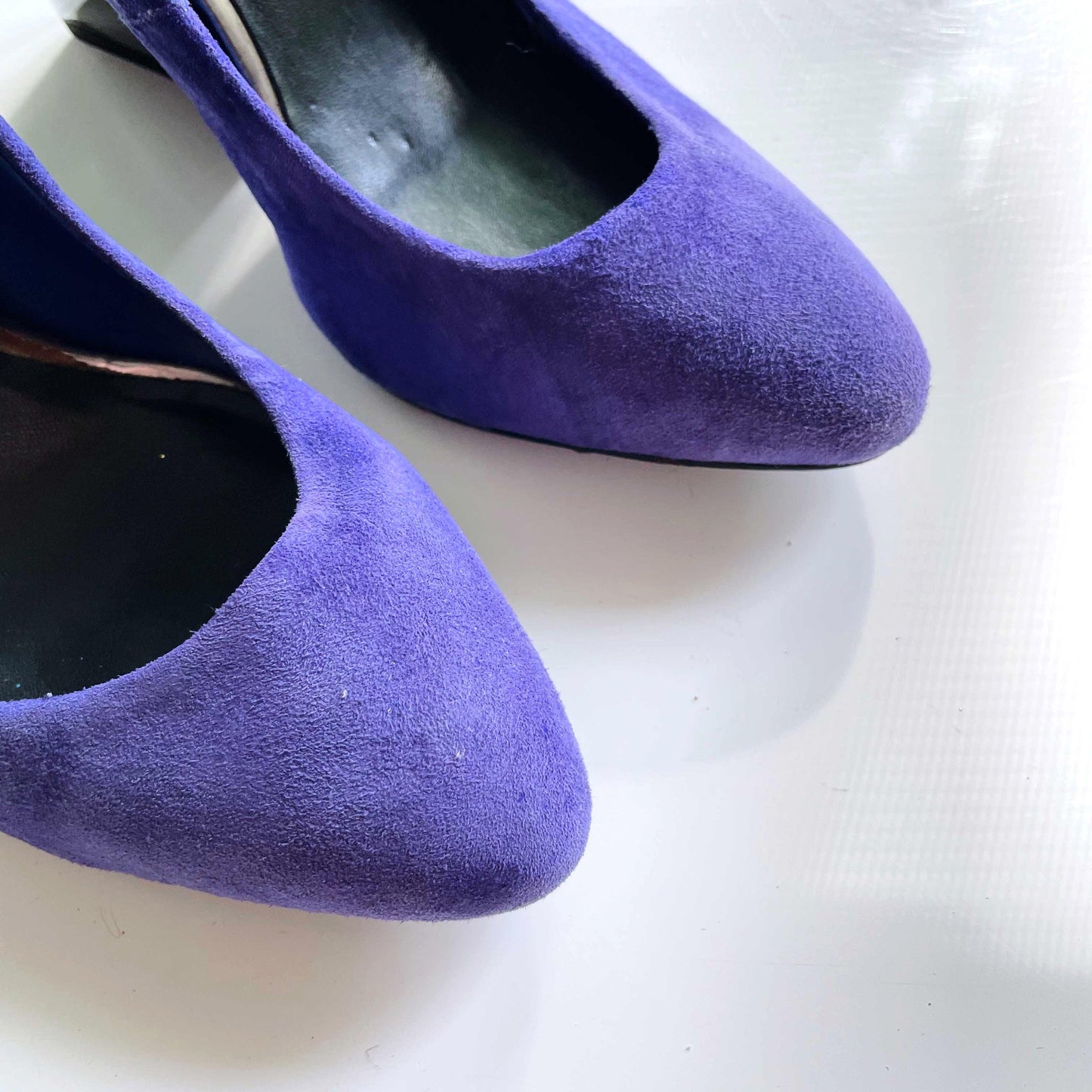 dolce vita purple suede geometric chunky block heels - size 7.5