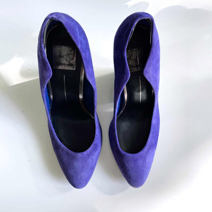 dolce vita purple suede geometric chunky block heels - size 7.5