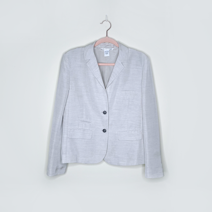 dvf diane von furstenberg grey linen-blend school boy blazer - size 8