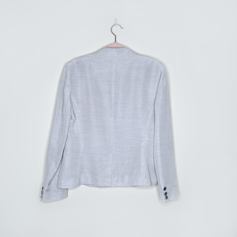 dvf diane von furstenberg grey linen-blend school boy blazer - size 8