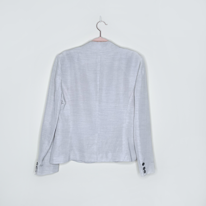 dvf diane von furstenberg grey linen-blend school boy blazer - size 8
