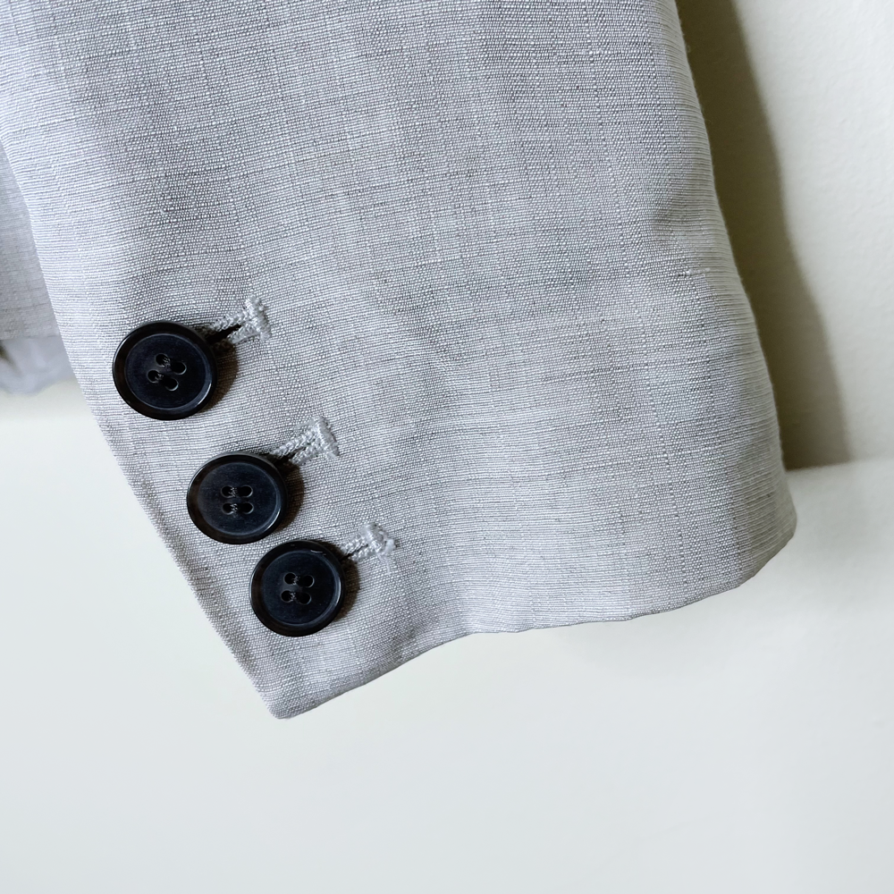 dvf diane von furstenberg grey linen-blend school boy blazer - size 8