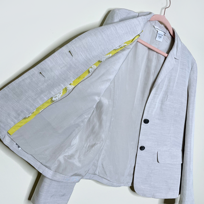 dvf diane von furstenberg grey linen-blend school boy blazer - size 8