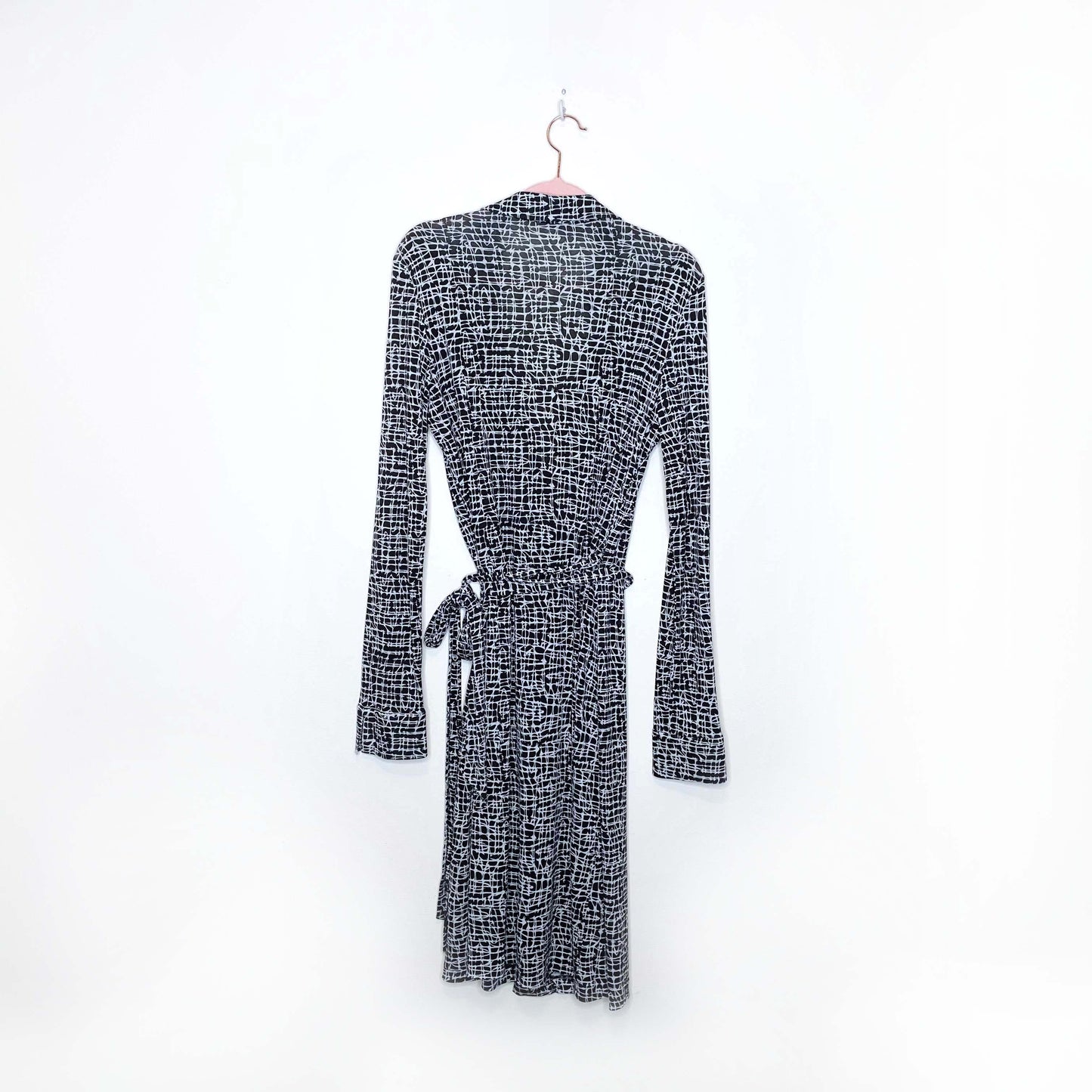 dvf jersey long sleeve wrap mini dress - size medium