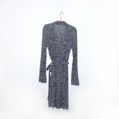 dvf jersey long sleeve wrap mini dress - size medium