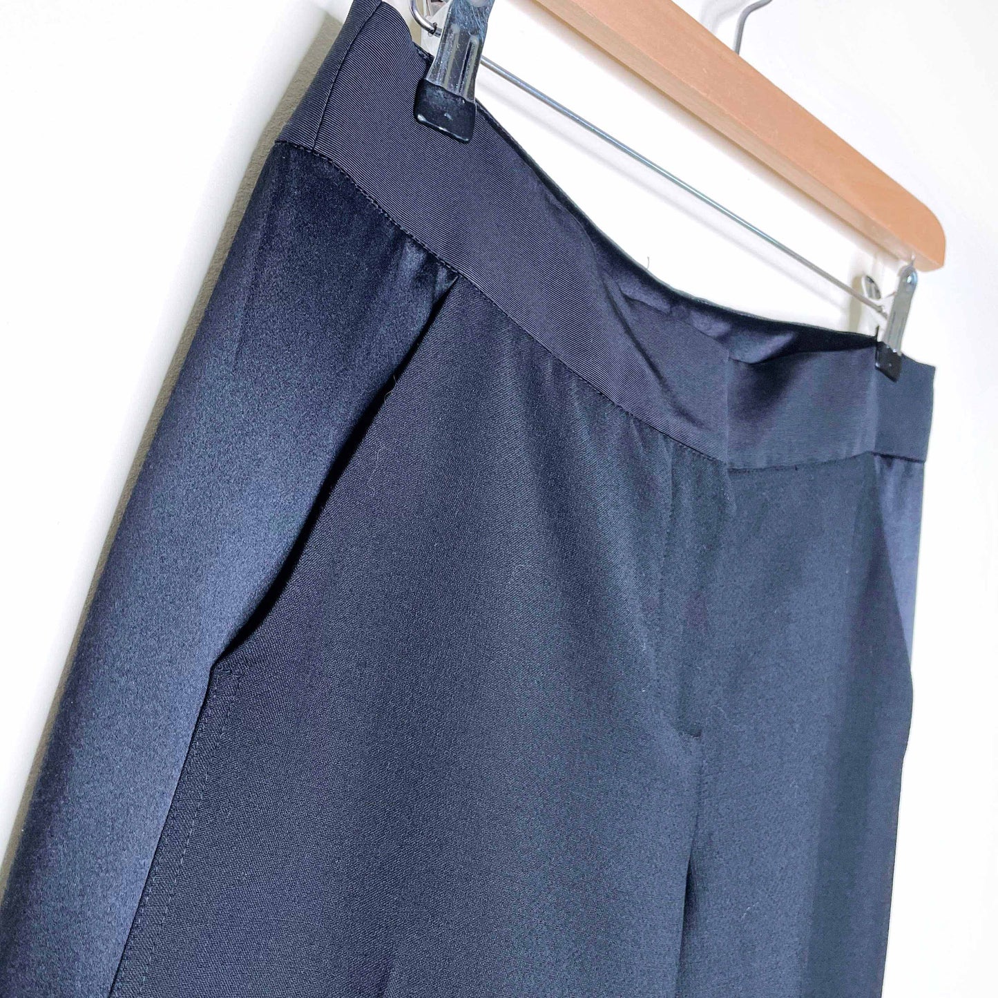 diane von furstenberg wide leg wool trouser with satin trim - size 4