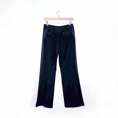 diane von furstenberg wide leg wool trouser with satin trim - size 4