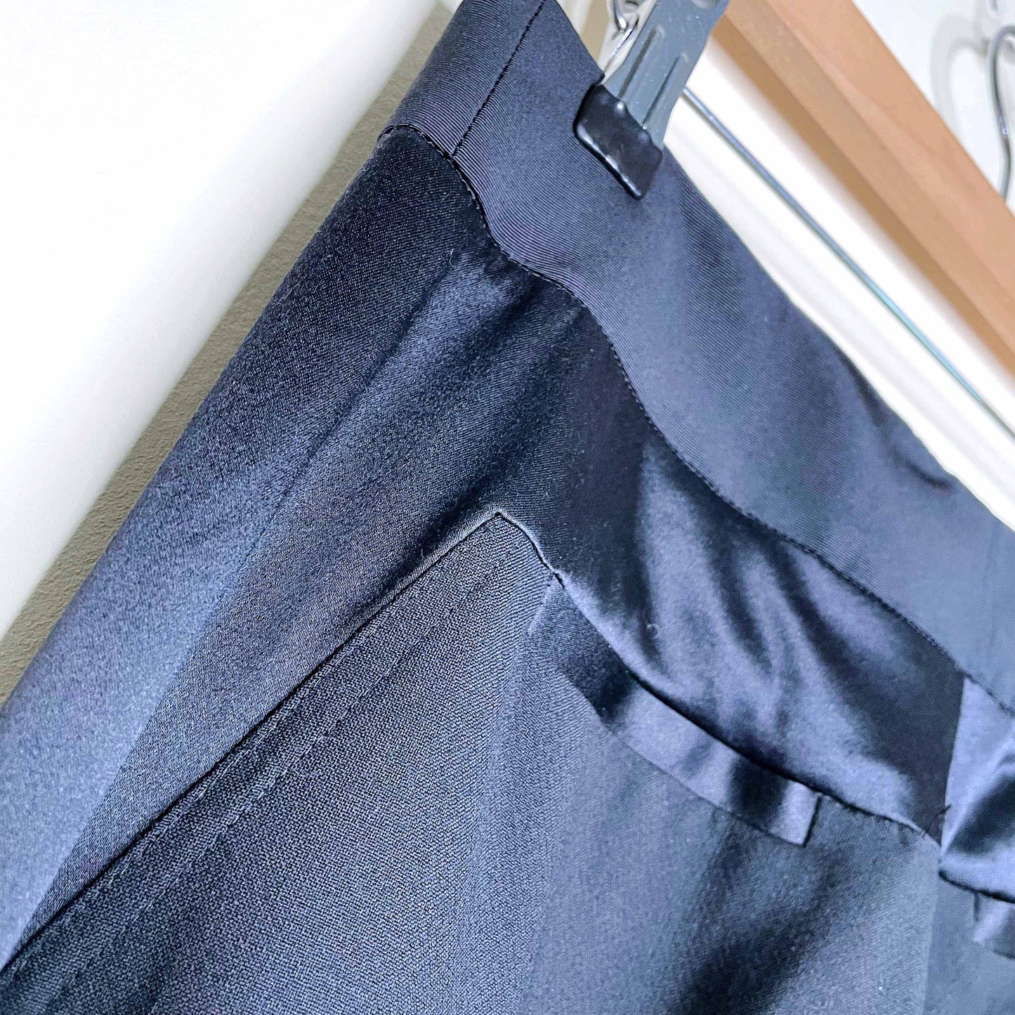 diane von furstenberg wide leg wool trouser with satin trim - size 4