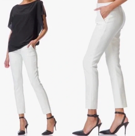 dvf diane von furstenberg white genesis slim tailored trouser - size 6