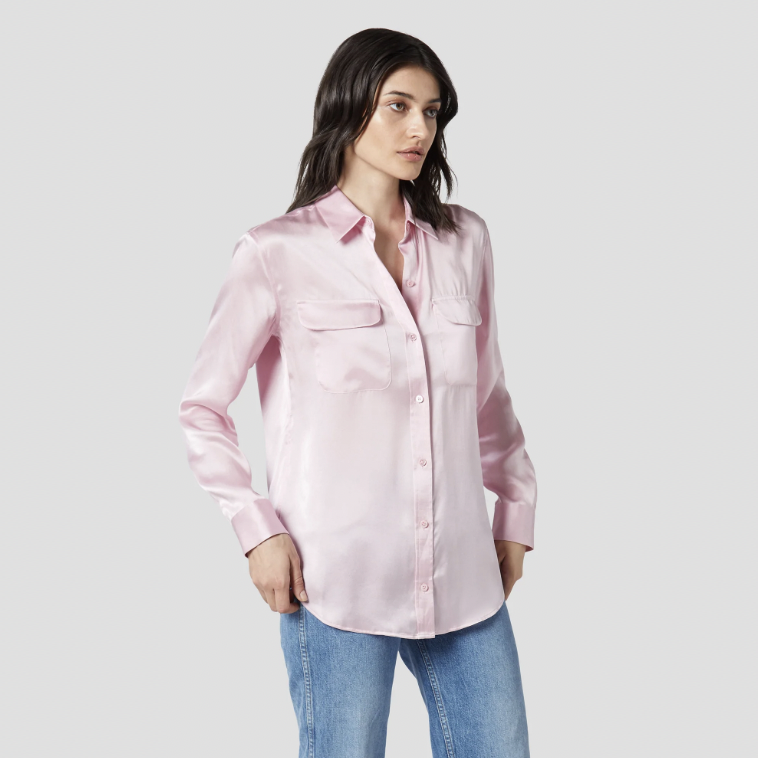 equipment femme signature silk satin shirt - size medium