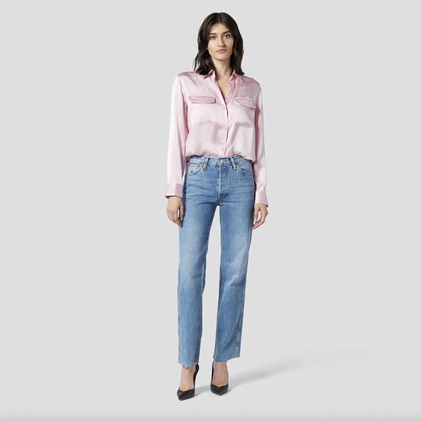 equipment femme signature silk satin shirt - size medium