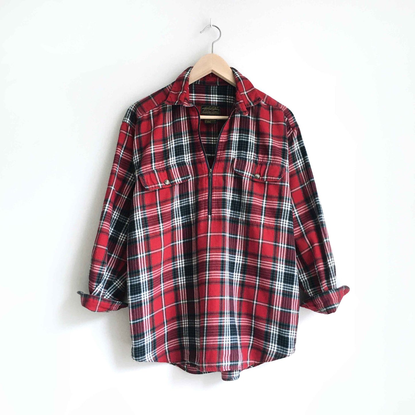Vintage Eddie Bauer 1/2 zip flannel popover - size Small