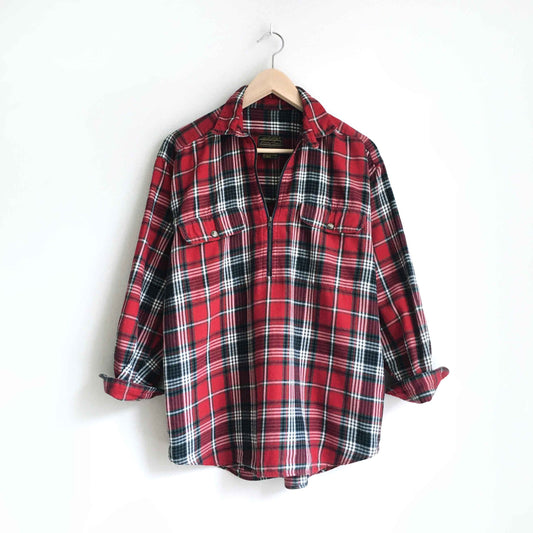 Vintage Eddie Bauer 1/2 zip flannel popover - size Small